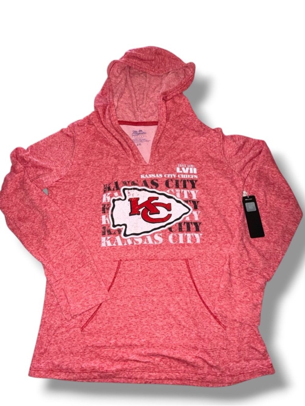 NWT MAJESTIC THREADS KC Chiefs Super Bowl LVII Retro Pullover - Women’s Red 2XL - Picture 5 of 11